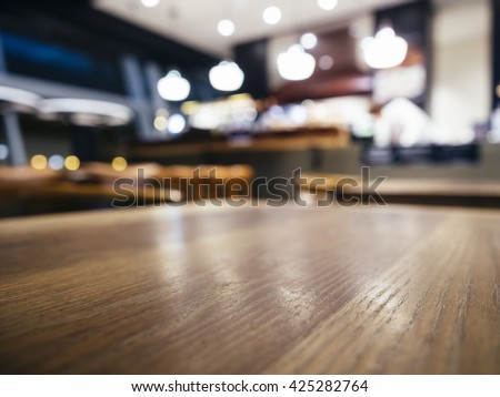 Table top Counter Blurred Bar Restaurant shop background