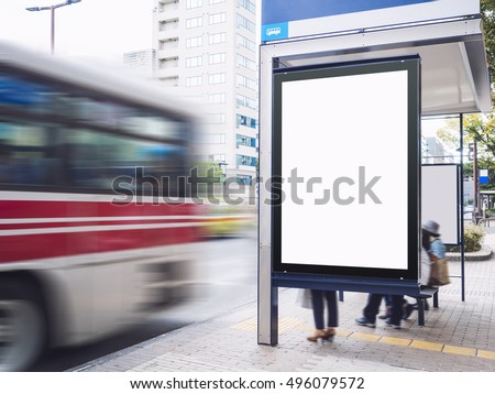 Mock up Billboard Light box at Bus Shelter outdoor street Sign display