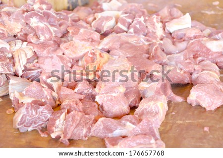 Raw Cube Cut Beef Meat