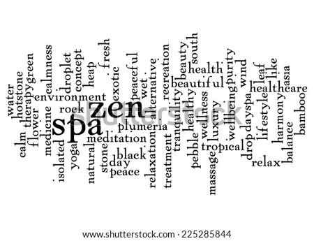 Word Cloud And Text Design Of Zen And Spa Words And Related Words