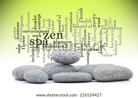 Edited Zen And Spa Stone Blended With Background Of Word Cloud Related Words To Zen And Spa.