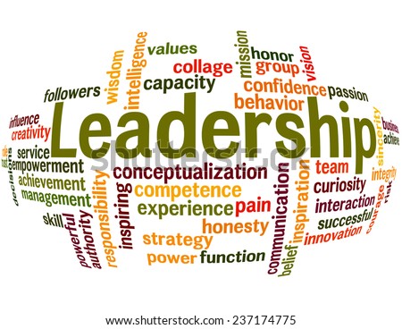 Wordcloud of Leadership and its related words with spherize effect