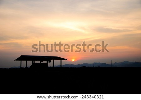 Cabin in silhouette,Hua Hin landscape Thailand.