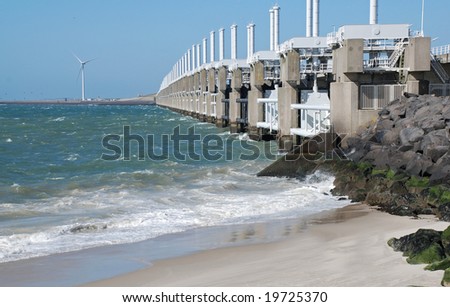storm surge barrier protects the low land below sea level against flooding