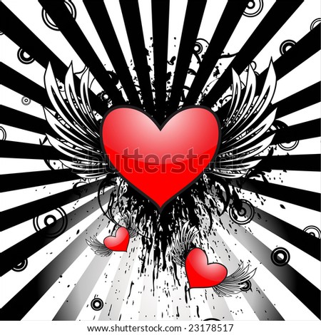 Hearts with wings vector