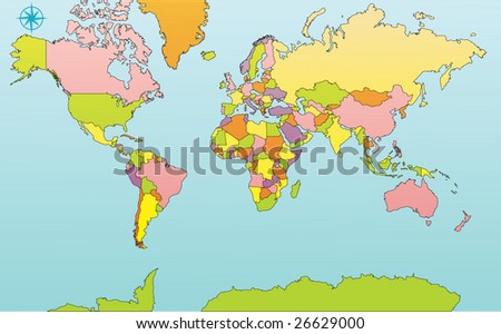 map of the world countries. stock vector : World map with