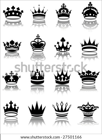Design Logo on Stock Vector   Vector Illustration Of Various Crown Designs