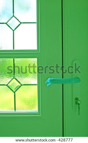 Brand new door in a brand new house, green toned