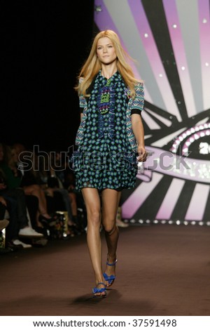 NEW YORK - SEPTEMBER 16: a model walks the runway at the Anna Sui Collection for Spring/Summer 2010 during Mercedes-Benz Fashion Week in New York on September 16, 2009.