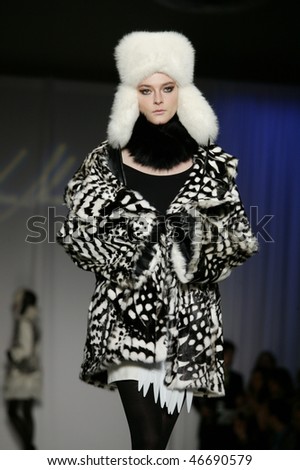 NEW YORK - FEBRUARY 13: Model walks the runway at the Irina Shabayeva, winner of Project Runway 6,  Collection for Fall/Winter 2010 during Mercedes-Benz Fashion Week on February 13, 2010 in New York.
