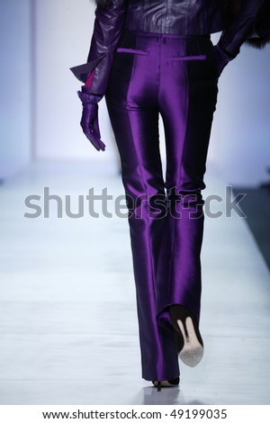 NEW YORK - FEBRUARY 16: A model is walking the runway at the Pamela Roland Collection for Fall/Winter 2010 during Mercedes-Benz Fashion Week on February 16, 2010 in New York.