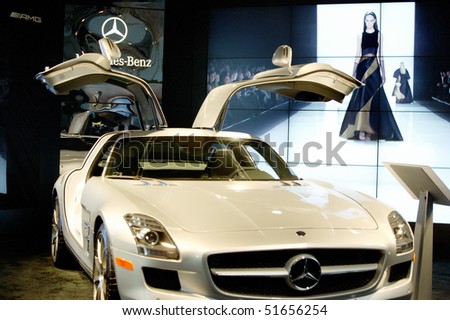 NEW YORK - FEBRUARY 11: Front entrance display during Mercedes-Benz Fashion Week event on February 11, 2010 in New York