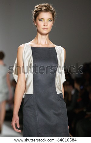 NEW YORK - SEPTEMBER 14: A model walks the runway at the Toni Francesc Collection for Spring/Summer 2011 during Mercedes-Benz Fashion Week on September 14, 2010 in New York.