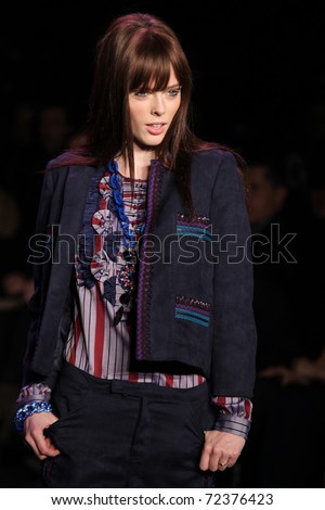 NEW YORK - FEBRUARY 16: Top model Coco Rocha walks the runway at the Anna Sui Fall 2011 Collection presentation during Mercedes-Benz Fashion Week on February 16, 2011 in New York.
