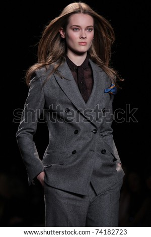 NEW YORK - FEBRUARY 13: Top model Jac Jagaciack opens the runway at the Tommy Hilfiger Fall 2011 Collection during Mercedes-Benz Fashion Week on February 13, 2011 in New York.