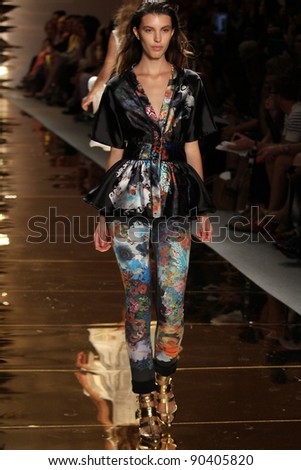 NEW YORK - SEPTEMBER 9: A model walks the runway at the Cynthia Rowley S/S 2012 collection presentation during Mercedes-Benz Fashion Week on September 9, 2011 in New York