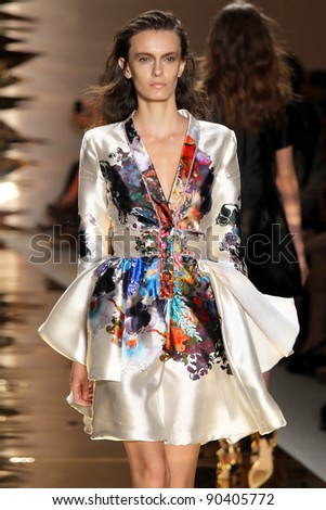 NEW YORK - SEPTEMBER 9: A model walks the runway at the Cynthia Rowley S/S 2012 collection presentation during Mercedes-Benz Fashion Week on September 9, 2011 in New York