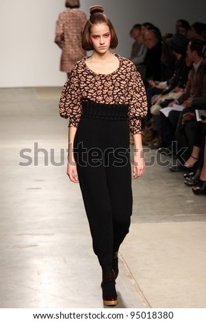NEW YORK - FEBRUARY 12: Model walks the runway at the A Detacher FW 2012 Collection presentation during Mercedes-Benz Fashion Week on February 12, 2012 in New York.