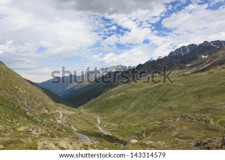 The border crossing between Italy and Switzerland, st. Bernhard Pass