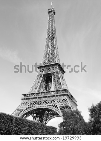 paris france eiffel tower black and. stock photo : Black and white