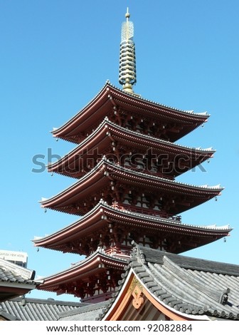 Pagoda at Senso-ji Buddhist Shrine in Tokyo, Japan