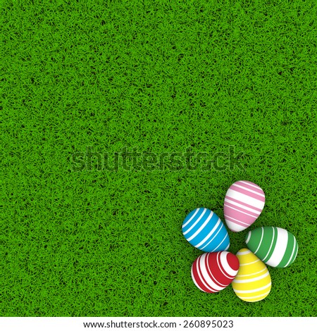 Round ester eggs on grass