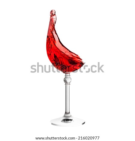wine splash in glass without glass isolated on white background