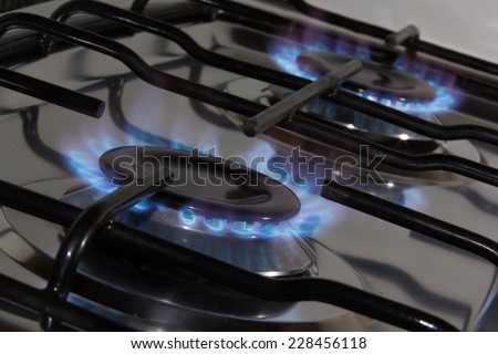 blue flame from gas range burners