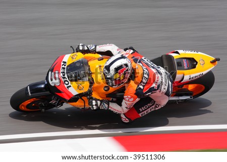 SEPANG, MALAYSIA - OCTOBER 24: Spaniard Dani Pedrosa of Honda Repsol Team at the MotoGP in Shell Advance Malaysian Motorcycle Grand Prix on October 24, 2009 in Sepang, Malaysia.