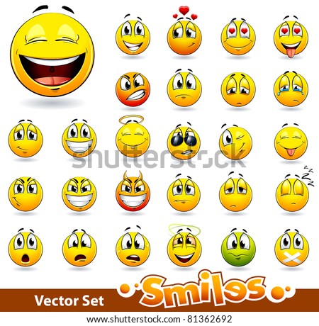 Vector set of cute smile-balls All elements are grouped. Vector set of cute smile-balls All elements are grouped.