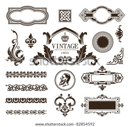 Logo Design Vintage on Vector Set Of Calligraphic Design Elements Borders And Frames 82854592