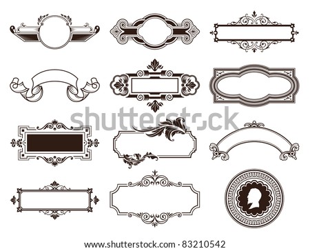 Vector set of vintage frames. Vector set of vintage frames.