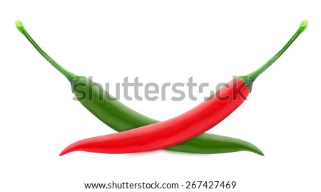 Fresh chilli peppers isolated on a white background