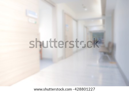 Medical and hospital corridor blurred background.