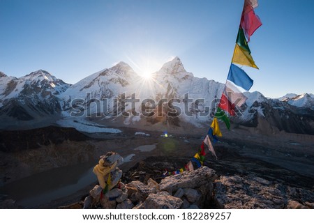 Mt.Everest at sunrise from Kala Patthar summit, Nepal