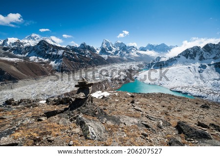 View of Mt.Everest and himalayas from Gokyo Ri, Nepal