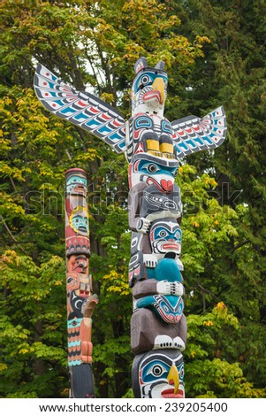 Totem Pole at Stanley Park, Vancouver, British Columbia