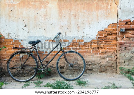 old bicycle old wall red brick