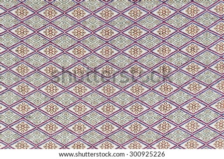 Thailand style rug surface close up vintage fabric is made of hand-woven cotton fabric