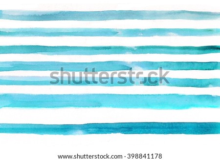 blue stripes on the white background. Watercolor striped background