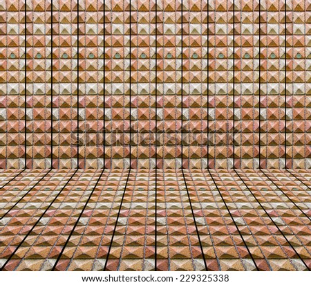 Pattern of triangular clay tiles,  (Triangle embossed high) , 3D