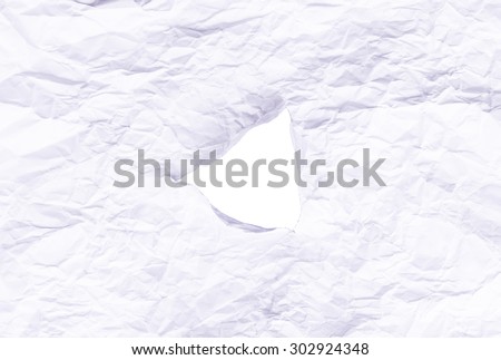 Hole in paper with white background inside