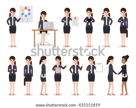 Set of working people on white background. businesswoman people in flat design people characters.