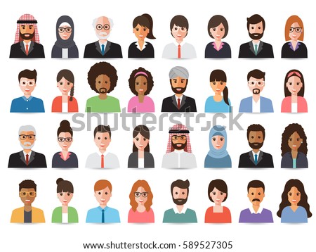 Group of  working people diversity, diverse business men and women avatar icons. Vector illustration of flat design people characters.