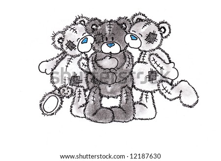 three Teddy bear kiss