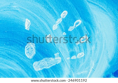human palm print on blue background
