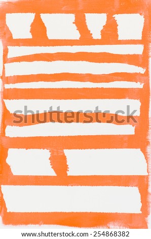 orange painted striped background on white