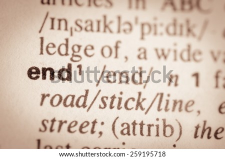 Definition of word end in dictionary