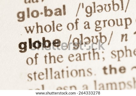 Definition of word globe  in dictionary
