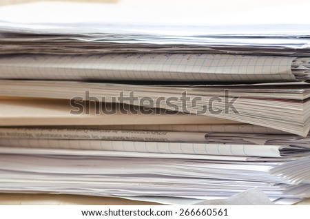 closeup stack of paper work